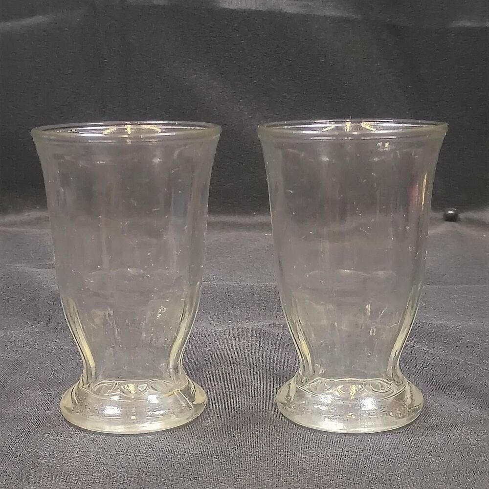 VTG 1960s Sau-Sea Shrimp Cocktail Juice Glass Retro Plain Clear Jelly Jar 2x Lot
